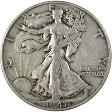 1947 D Liberty Walking Silver Half Dollar Circulated 50c Coin picture