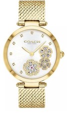 Brand New Coach Park Women's Crystal Markers Gold-tone Mesh Strap Watch 14503568 picture