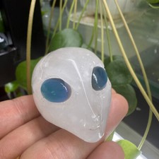 natural hand carved White crystal Alien head Quartz Crystal reiki healing picture