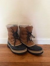 SOREL Caribou Winter Boots Men's 11.5 Khaki Leather Insulated Waterproof Snow picture