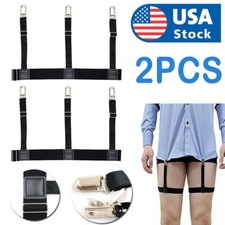 2PCS Men Hidden Shirt Stays Holder Garters Belt Non Slip Elastic Locking Clamps picture