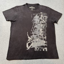 Aeropostale T Shirt Mens Large Black Graphic Print Grunge Rock Adult Y2K picture