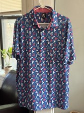FootJoy Palm Springs Jungle Leaves Polo Shirt Mens Large Multicolor Golf Stretch picture