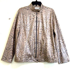 Chico’s Women's Jacket Blazer Size XL Tan Brown Metallic Animal Print Jacket picture