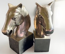 Vintage Silver Tone Brass Horse Head Book Ends 7.25