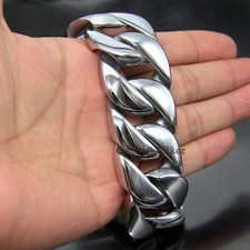 Men's Super Heavy 316L Stainless Steel Curb Cuban Link Chain Bracelet Necklace picture