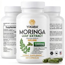 250 Capsules MORINGA Leaf Extract 5000mg Moringa Oleifera picture