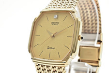 Vintage [EXC+5] Seiko Dolce 7731-5000 Watch Gold 1P Diamond 29mm Mens  JAPAN picture