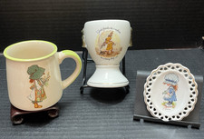 Vtg Lot 1970s Holly Hobbie Friendship Mug, Coffee Mug & Sally Kay Trinket Dish picture