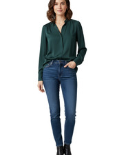Vince Women's Silk Shirt Blouse Top Button-Up Tunic Navy Long Sleeve Sz 8 M New picture