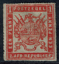 TRANSVAAL 1870 SG 10 1d Carmine Rose Thin Paper Fine Roulette Unused GEM picture