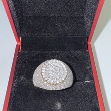 10K Yellow Gold Natural Diamond Cluster Statement Ring 11g Custom picture