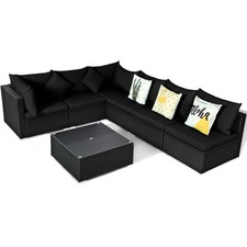 Patio 7PCS Rattan Sofa Set Sectional Conversation Furniture Set Balcony Black picture