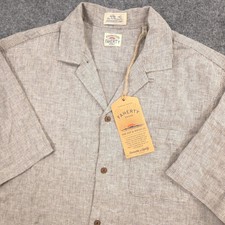 Faherty Breeze Camp Shirt Mens M Stone Coast Linen Blend Short Sleeve Preppy NEW picture