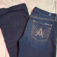7 For All Mankind Bootcut Jeans Dark Wash Blue Denim Mid Rise Slim Stretch 29 picture