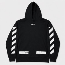 Off-White Main Label Seeing Things Mens Large Hoodie Black Diagonal Arrows picture