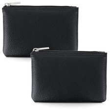 2 Pack Leather Zipper Coin Purse,Portable Change Wallet,Coin Pouch 2PCS Black  picture