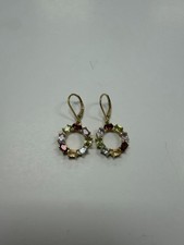 Vintage PAJ China Gold Plated Sterling Multi Stone Wire Earrings. L61 picture