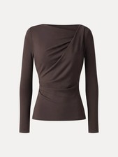 OGL Eco-Mousse® Asymmetrical Neck Long Sleeve Tucked-Waist Top picture