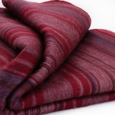 LUXURIOUS STRIPED ALPACA WOOL BLEND BLANKET 96x67 IN BURGUNDY & PURPLE TONES picture