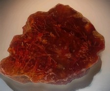 VINTAGE PRE-1980 OREGON PRIDAY PLUME AGATE SLICE Rare Old Stock Polished 57g picture
