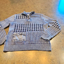 Y2K PBJ Blues Juniors M Blue Gray Knit 1/4 Zip Mock Neck Ramie Cotton Pullover picture