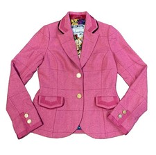 Tom Joules Hartwell Womens US 6 Pink Tweed Blazer Jacket Floral Lined Wool Blend picture