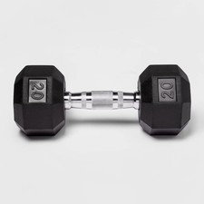 Hex Dumbbell 20lbs Black Rubber Fill, Chrome Material, Arm Workout，Single Piece picture