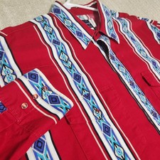 Vintage Wrangler Brushpopper Shirt Men XXL Aztec Navajo Southwestern Pearl Snap picture