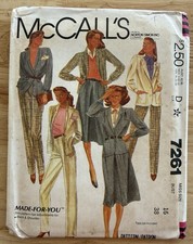 McCall’s Made-For-You Pattern 7261 Misses’ Jacket Skirt Pants Size 16 Bust 38 UC picture
