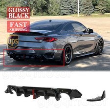 For Infiniti Q60 2017-2022 Glossy Black Rear Bumper Diffuser & Side Corner Apron picture