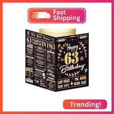 63rd Birthday Card for Women Men - Back In 1963 Black & Gold - 63 Happy BIRTHDAY picture