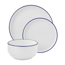 Mainstays 12-Piece Blue Rim Stoneware Dinnerware Set picture
