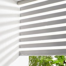 METechs Manual On Sale Zebra Blinds Shades  Manual — Cordless, Gray, Polyester picture