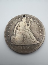 1860-O SEATED LIBERTY $1 DOLLAR SILVER COIN NICE COLLECTOR DATE picture