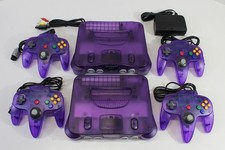 Nintendo 64 Clear Purple Console Controller AC AV Bundle N64 Plays US & JPN Game picture