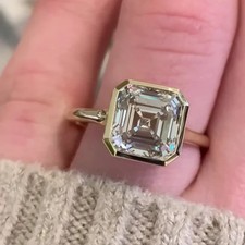 2.70 Ct Asscher Cut VS1 Lab Grown Diamond Solitaire Wedding Ring 14K Yellow Gold picture