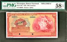 NICARAGUA NATIONAL BANK OF NICARAGUA 100 CORDOBAS SPECIMEN 1939 SERIES PICK 69s picture
