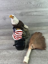 Bald Eagle American Flag Statue Light Up Figurine Glowing with Pride w/Wings NEW picture