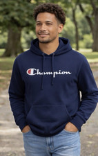 NWT Champion Men's Script Pullover Logo Hoodie picture