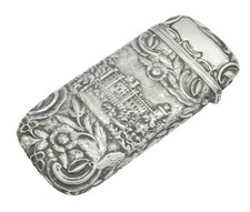 Nathaniel Mills Victorian Sterling Silver Castle Top Cigar Case 1839 Antique picture