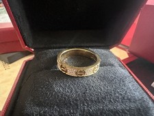 NEW 18K Yellow Gold Pavé &Love Diamond Band RingCarttlerSize 8 picture