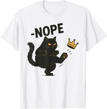 No Kings In America Black Cat Funny Cat Kicking Unisex T-Shirt picture