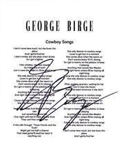 GEORGE BIRGE SIGNED AUTOGRAPHED COWBOY SONGS LYRIC SHEET RARE BECKETT BAS picture