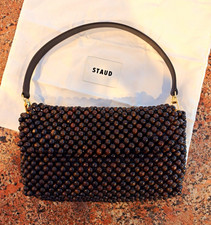 STAUD Brown Beaded Tommy Top Handle Bag, Magnetic Closure, Lined, w/Dust Bag picture
