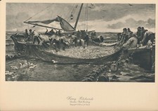 Original 1910 Antique 115+yr Old Print PILCHARDS Seascape by CHARLES NAPIER HEMY picture