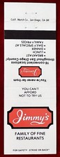 Jimmy’s San Diego California Vintage Matchbook Cover B-7282 picture