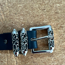 Chrome Hearts 925 Sterling Belt Replica Size 36 Men’s Black Belt. picture