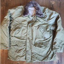 VTG 50s Eddie Bauer Down Parka L B9 Style Crown Zipper Olive Blizzard 78 chars picture