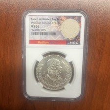 1960Mo Mexico 1 Peso Silver KM#460 NGC MS66 Banco de Mexico Bag Fragments picture